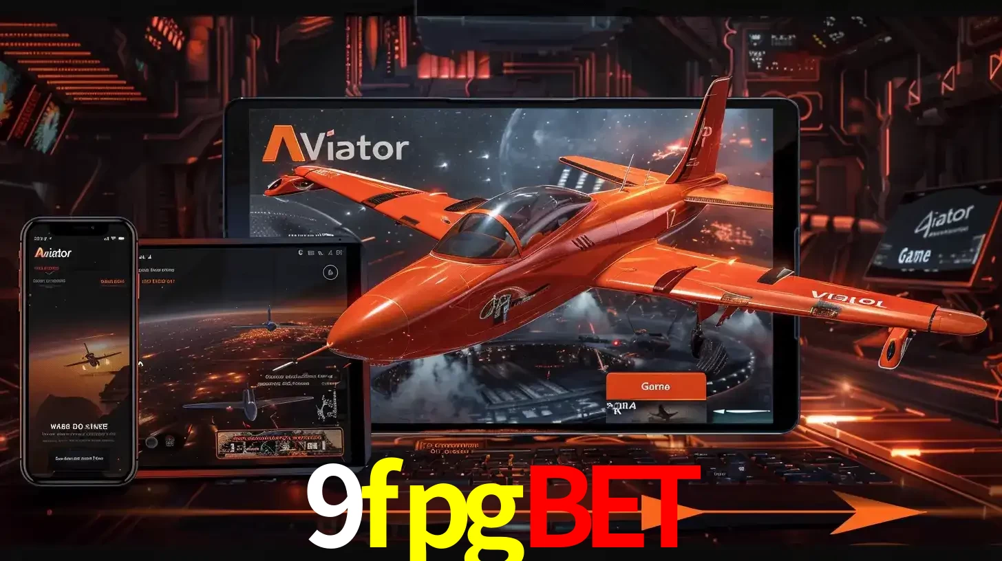 Apresentação tecnológica do jogo Aviator com um avião saindo da tela de um tablet, demonstrando a experiência imersiva em múltiplos dispositivos no 9fpgbet.