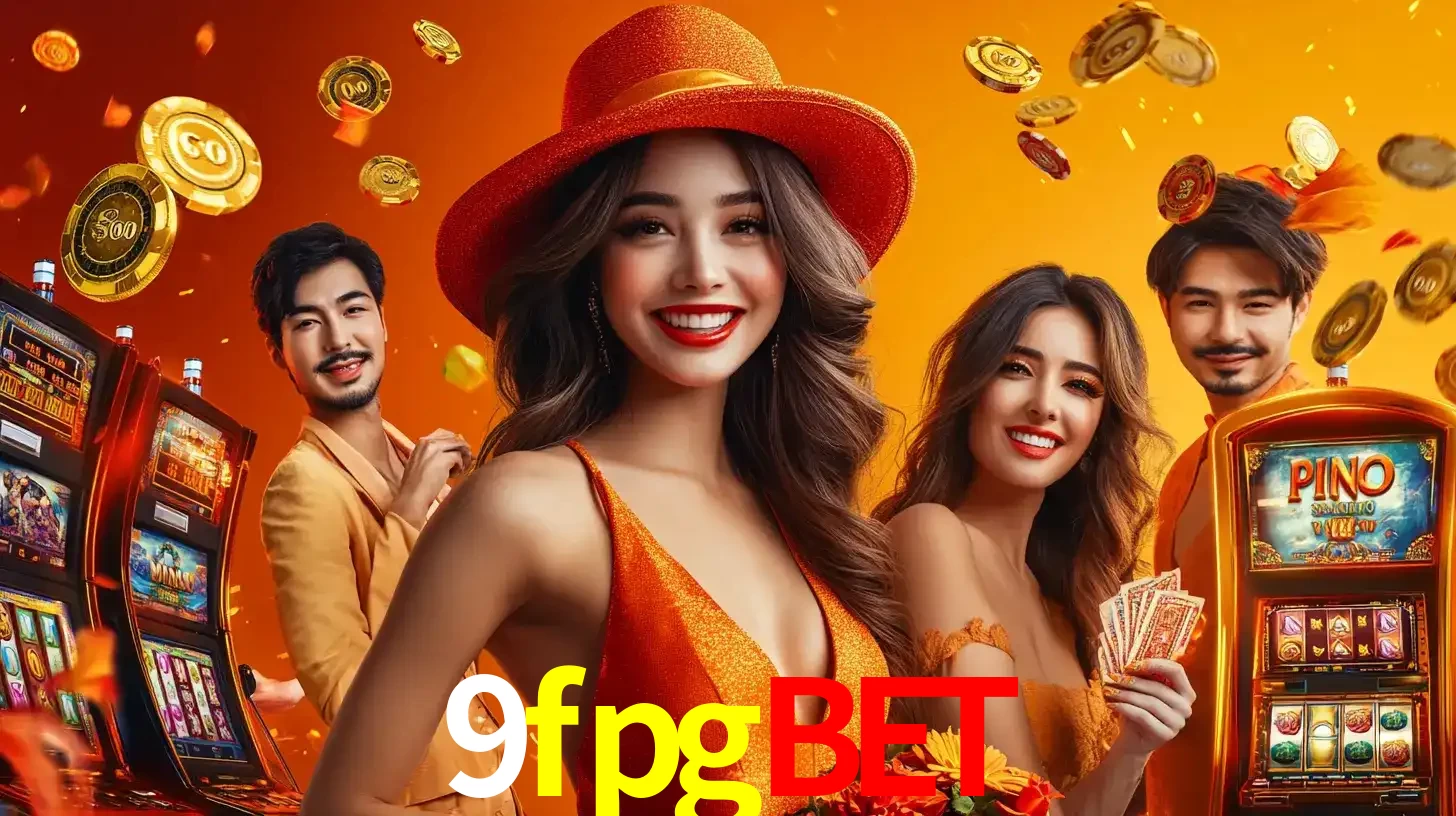 Grupo de amigos asiáticos sorrindo e se divertindo com máquinas de caça-níqueis em um ambiente festivo, celebrando suas vitórias nos jogos de cassino do 9fpgbet.