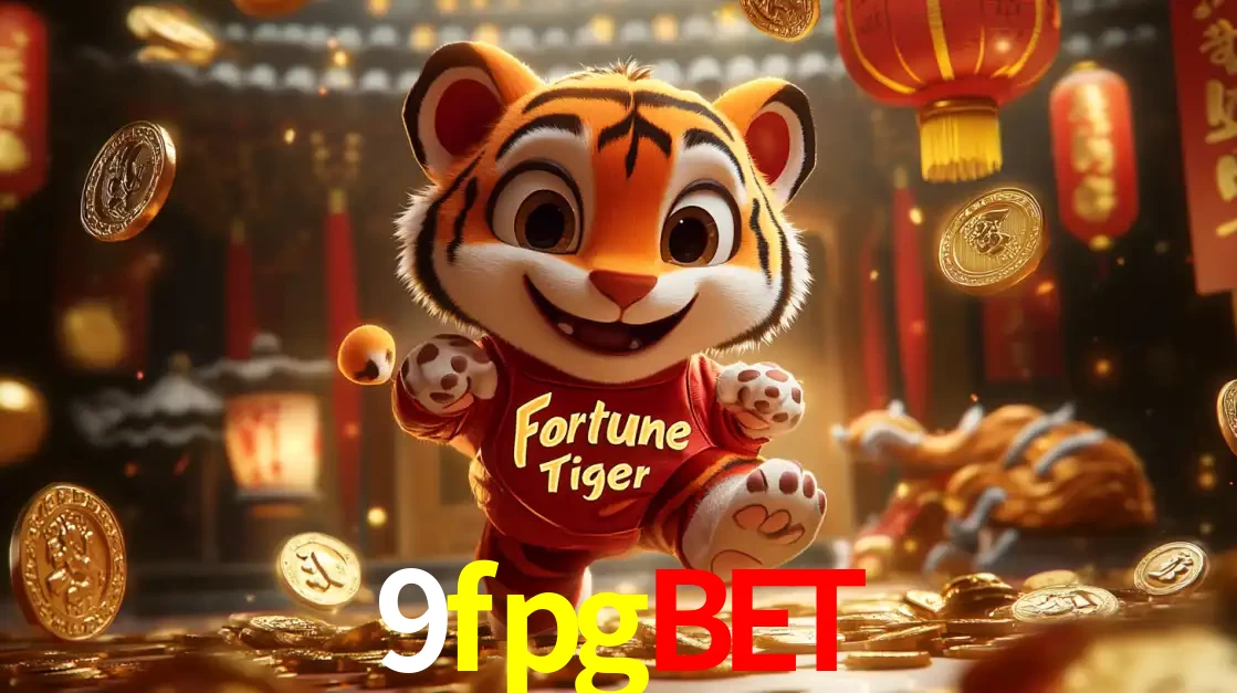 O alegre personagem do Fortune Tiger correndo sobre um caminho de moedas de ouro, simbolizando os grandes prêmios e a diversão do popular jogo de slot do 9fpgbet.